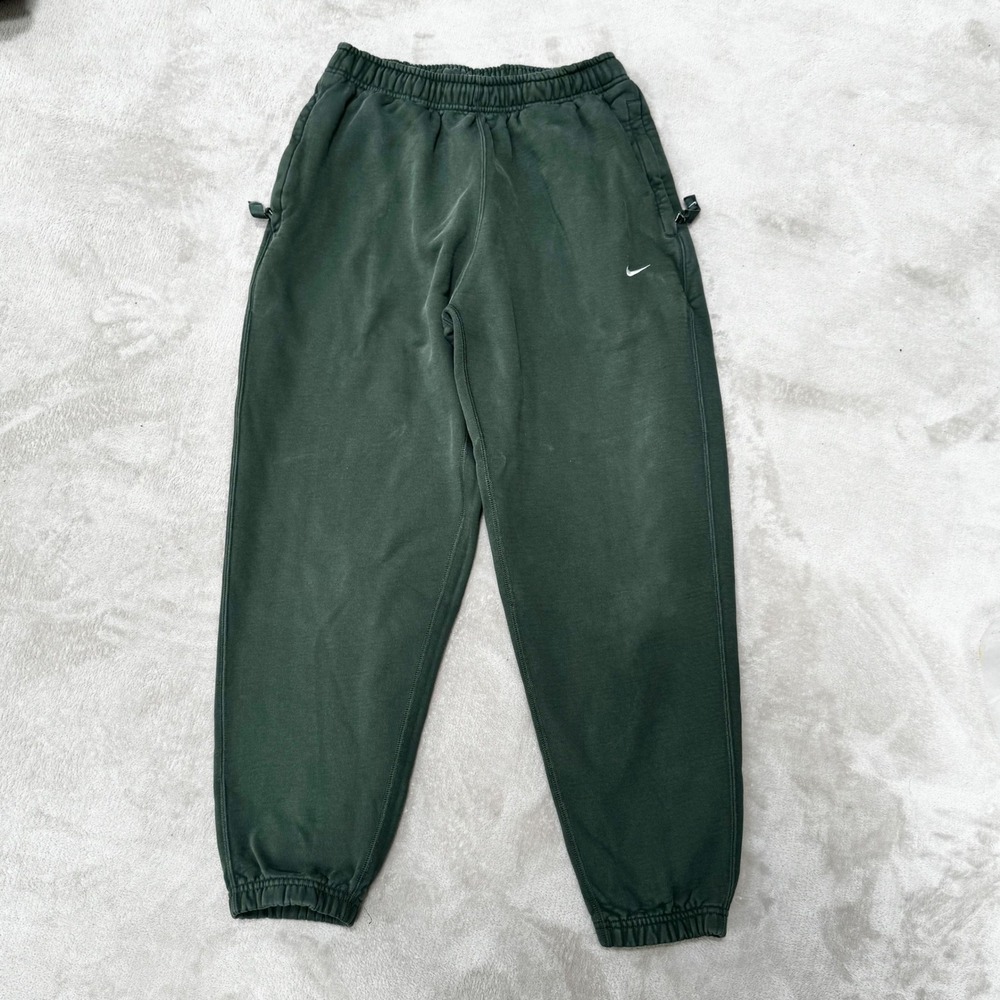 Y2k Nike Mens Fleece Joggers Forest Green Sweatpants Small‎ Embroidered Swoosh